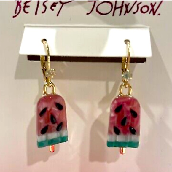 NEW BETSEY JOHNSON WATERMELON STATE POPSICLE DANGLE EARRINGS - Picture 9 of 11